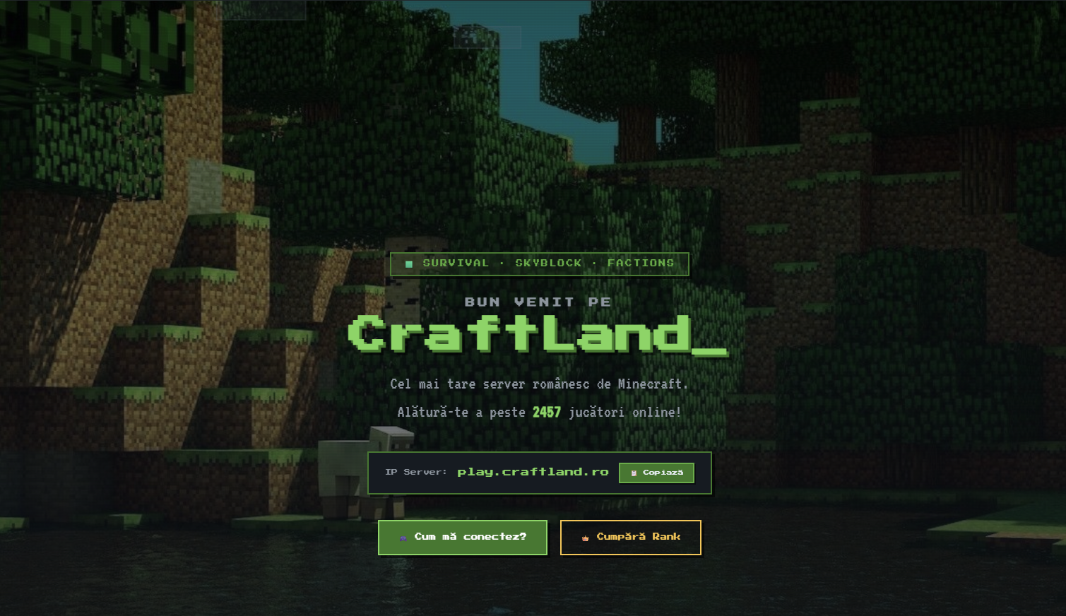 Minecraft Website Template Craftland | Store, Vote