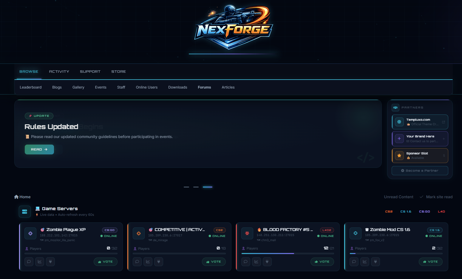 NexForge — Temă Premium Gaming pentru IPS 4.7.x